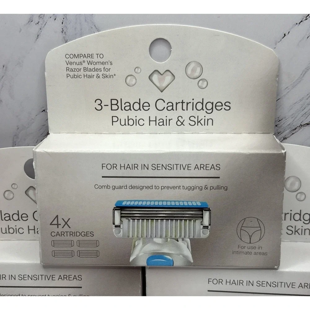 CVS Beauty 3-Blade Pubic Hair & Skin Razor Cartridges 12 Count New Gillette